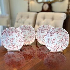 4 Johnson Brothers Old Bradbury Bowls White & Red Stoke-on-Trent Vintage…